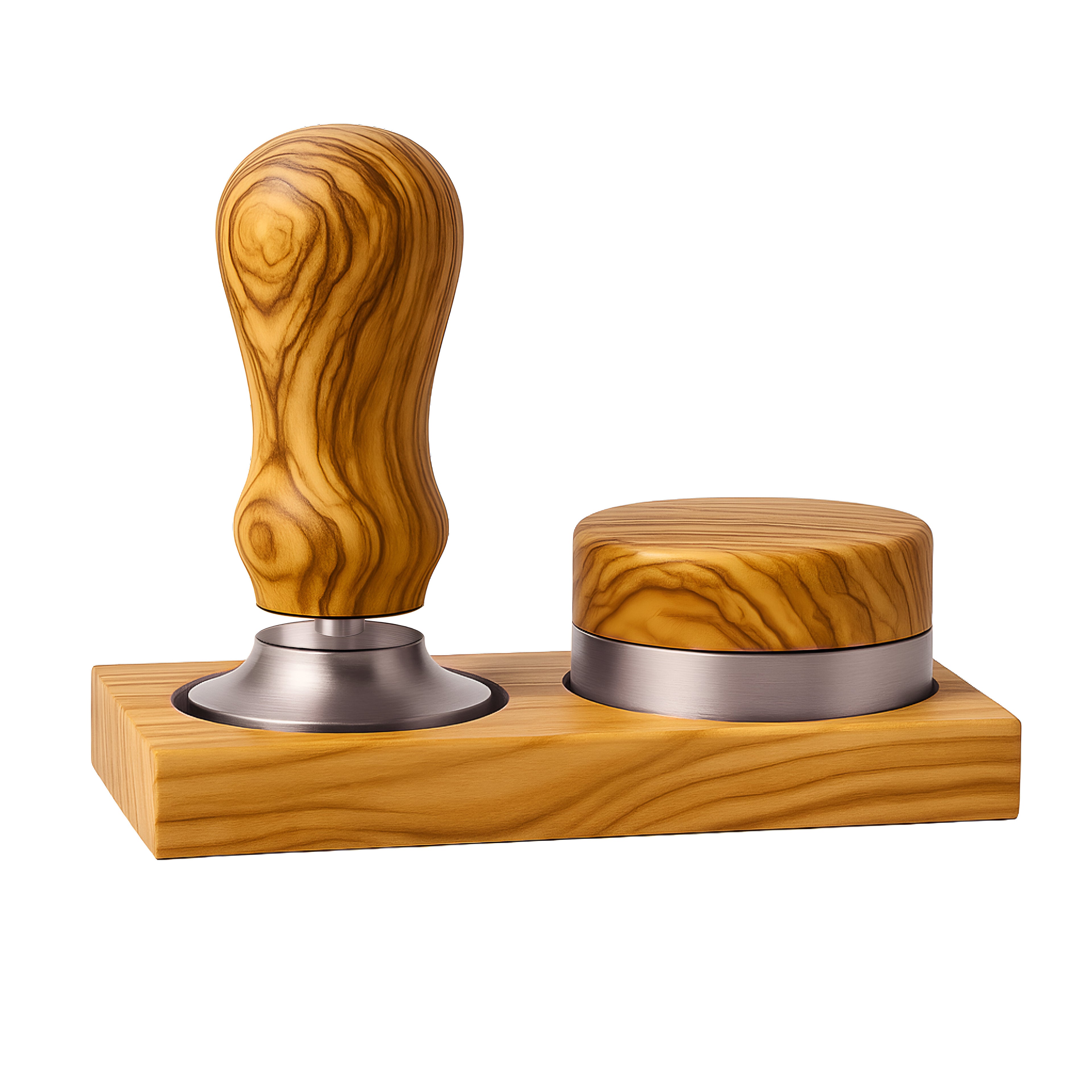 Bundle aus Olivenholz – Tamper mit Federung & Leveler